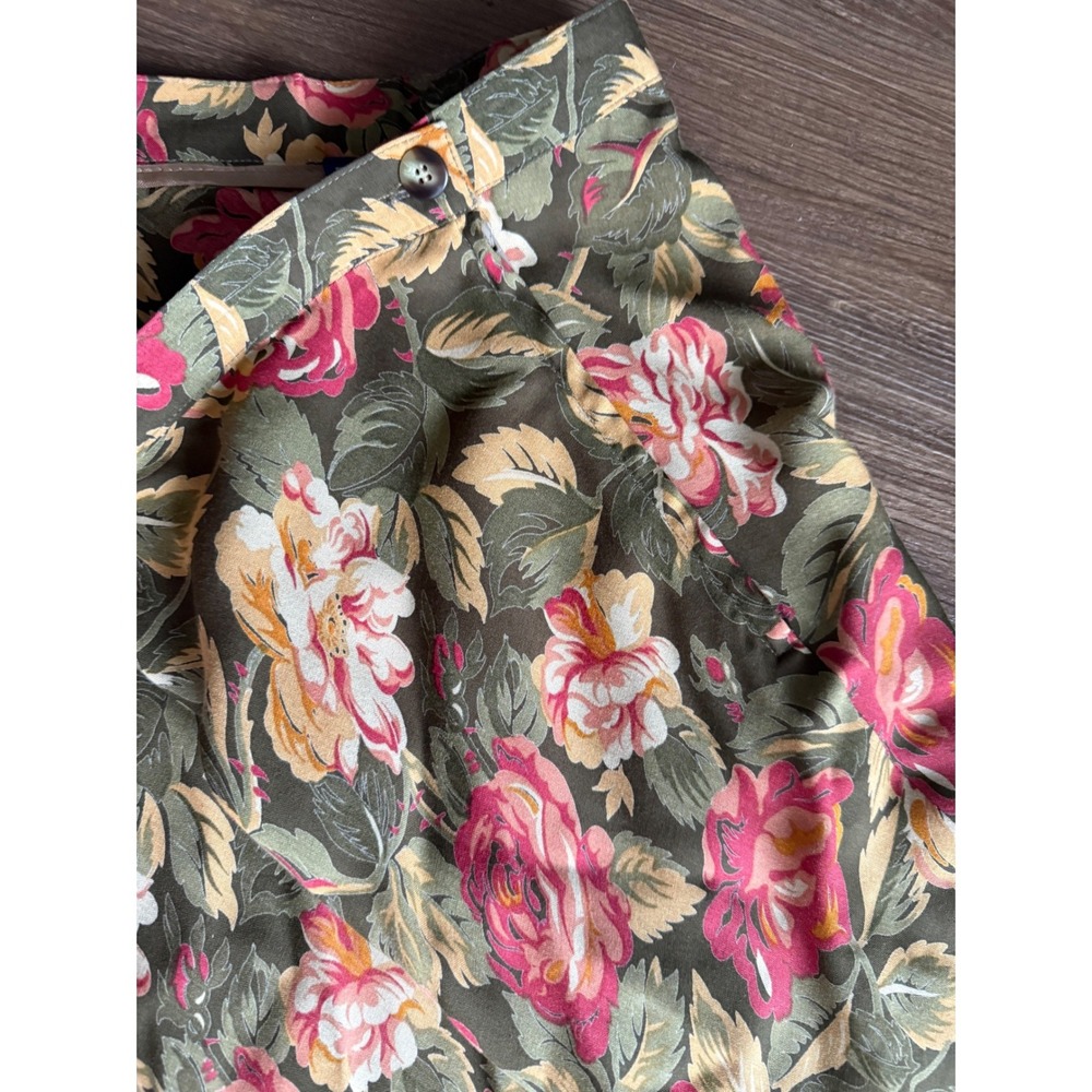 Ruff Hewn Vintage Floral Maxi Skirt Olive Green Rayon 90s Cottagecore Size 6 - Picture 9 of 9